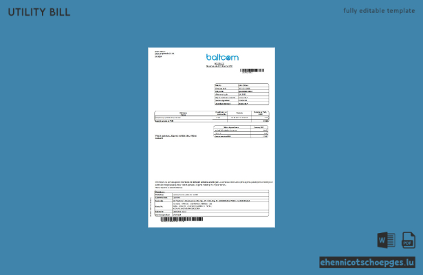 Lettland Baltcom Telekommunikationsrechnung Lettische Version Beispielvorschau